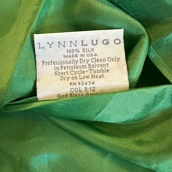 Lynn Lugo Women’s Size 8 Green Frilly Fun Silk Dress - Picture 2 of 8